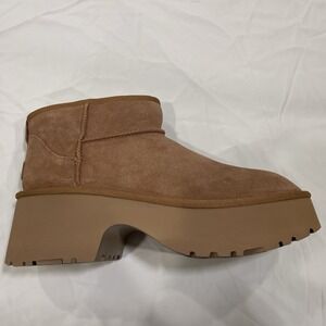 NEW 12 UGG Classic Ultra Mini New Heights Platform Boots Chestnut Suede Women